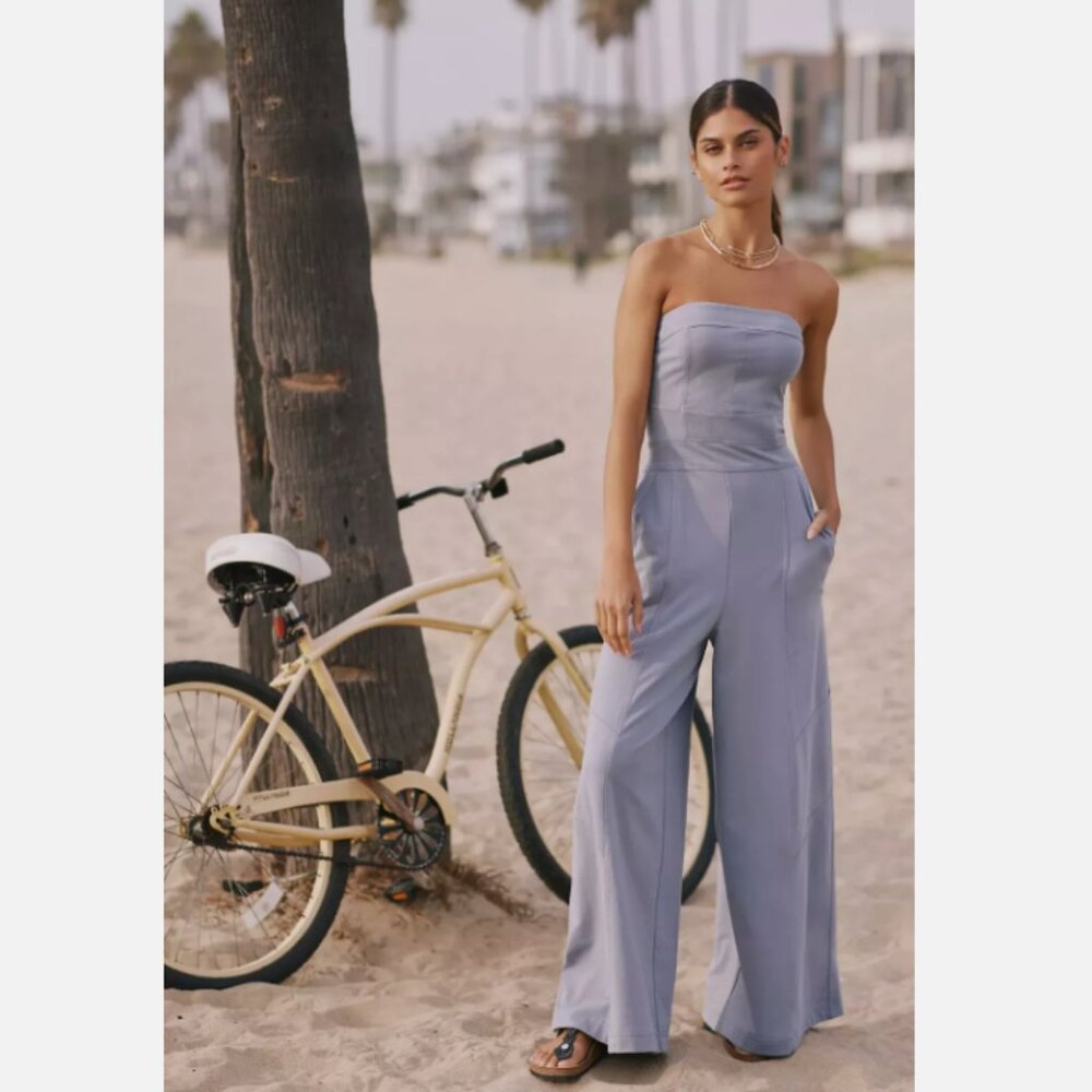 Brand New Daily Practice by Anthropologie Strapless Wide-Leg Jumpsuit